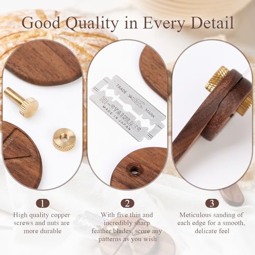 Bread Lame Set of 2, Scoring Knife with 5 Feather Blades, Sourdough Scoring Tool with Storage Box, Dough Scoring Tool for Bread Baking, Dexterous-Cut Series Lame Bread Tool (LUNA & ELEGANT) - style: Luna&Elegant