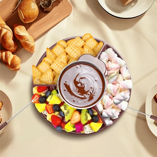 MINI Melting Fondue Set, 10oz Electric Chocolate Melting Pot with 6PCS Forks, Cute Chocolate Fondue Fountain, Warmer Machine for Milk Chocolate, Cheese, Butter, Candy (Coffee)