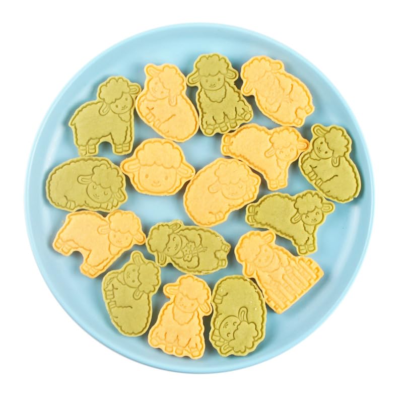 Sheep Cookie Cutters,Animal Cookie Stamps Set 8pcs (Sheep) - color: Sheep