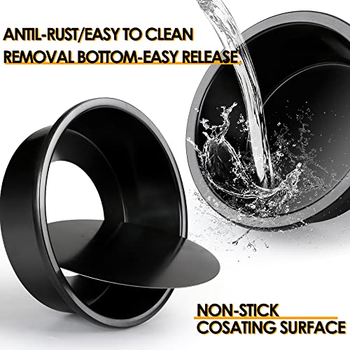 6 Inch Round Cake Pan Set of 3, Nonstick Coating Baking Round Cake Pans with Remvable Bottom for Birthday Layered Cakes,Party, Circle Cake Tins With Wider Grips for Oven Air Fryer, Black - color: 6-Inch Cake Pan Set of 3