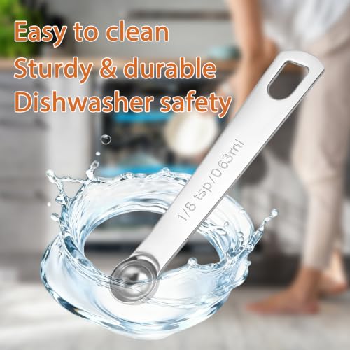 5PCS 1/8tsp(1/24tbsp, 0.63 ml) Measuring Spoon Teaspoons Stainless Steel Measure Spoons for Precise Cooking, Baking and Spices Measurement - size: 1/8tsp(1/24tbsp, 0.63 ml)