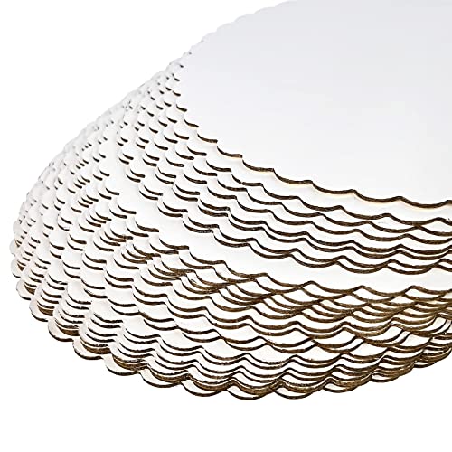 25-Pack 10 inch Sturdy Round Cake Boards, Gold Cardboard Cake Circles Plate Scalloped Base,Pack of 25 (Gold)