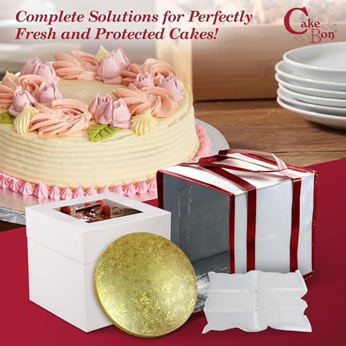Cakebon 10" Cake Box Drum Insulated Bag Gold Round Smooth 1Pack - size: 10 inch, style: Gold - 4 Pack