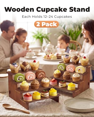 Bake Choice 2 Set Wooden Cupcake Stand, Tiered Risers Display Stands, M - size: M