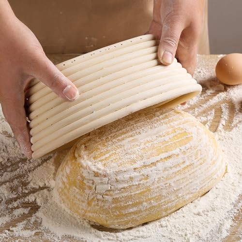 Banneton Bread Proofing Basket, 2 Pack 10 inch Oval Shaped Sourdough Banneton Baskets, Banneton Bread Basket for Sourdough Baking Supplies - size: 10Inch
