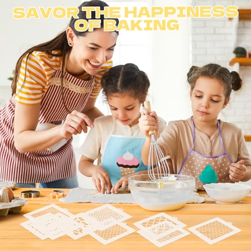 25 Pcs Cookie Stencils for Baking, Honeycomb Mermaid Scale Leopard Tiger Snake Texture & Dog Paw Print Patterns, Royal Icing Airbrush Cake Stencils for DIY Desserts & Party Crafts Reusable - style: Style 3