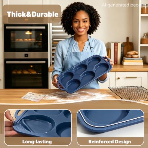 4 Inch Jumbo Silicone Muffin Top Pan with Frame Non Stick Egg Mold Baking - color: Gray