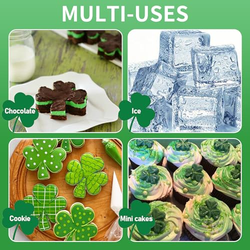 Shamrock Chocolate Molds, 2 Pack Silicone Dessert Mold, St. Patrick's Day Theme, Green, Silicone, BPA Free - size: Shamrock