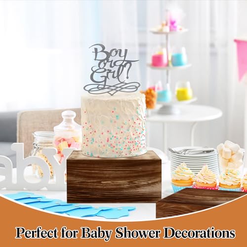 Roowest 4 Pack Wooden Display Risers, Rustic Cake Stands, Black Brown - color: Black Brown