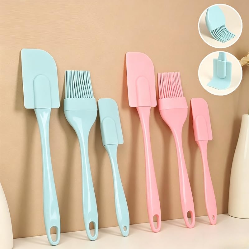 3PCS Set Non-Stick Silicone Cream Scraper,Household Baking Pastry Brushes Bread Cake Butter Spatula Kitchen Baking Tool (Blue) - color: Blue