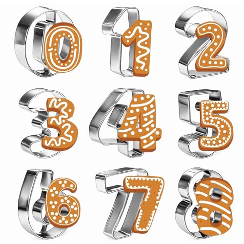 9 PCS Number Cookie Cutters, 2 Inch Cookie Cutter Set