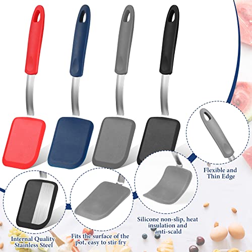 Gejoy 4 Pcs Silicone Turner Nonstick Flexible, Gray, Blue, Black, Red - color: Gray, Blue, Black, Red