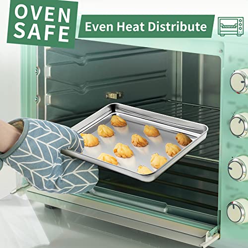 Baking Sheets Set of 2, HKJ Chef Cookie Sheets 2 Pieces & Stainless Steel Baking Pans & Toaster Oven Tray Pans, Rectangle Size 10 x 8 x 1 inch, Non Toxic & Healthy & Easy Clean - size: 10inch