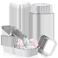 Skylety 100 Pcs 5oz Mini Square Cake Pans with Lids, White - color: White