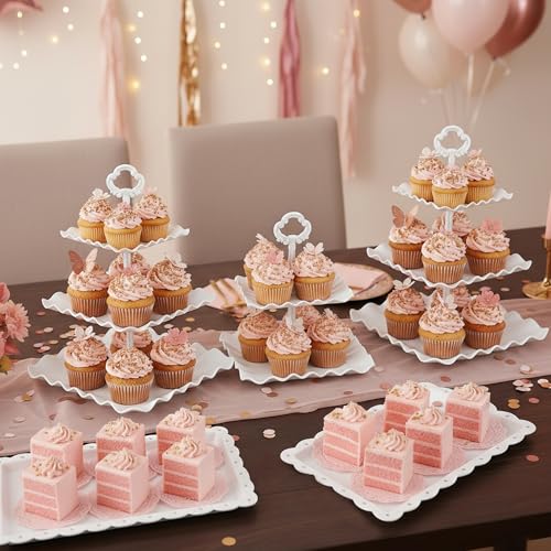 NWK 5-Piece Cupcake Stand & Appetizer Trays Set (Square, White) - color: White