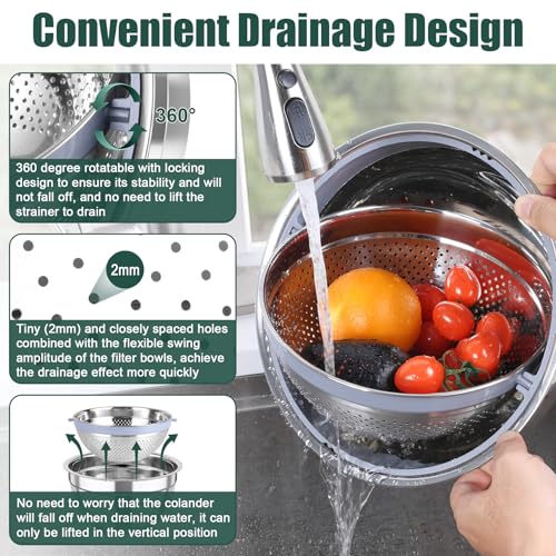 TeamFar Mixing Bowls with Colander, Stainless Steel Salad Bowls, Black - color: Black