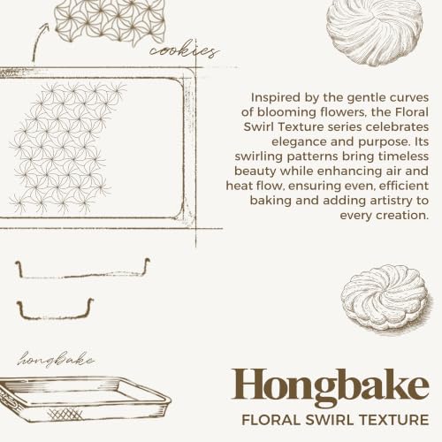 HONGBAKE Ceramic Coated Baking Sheet Pan Set of 3 with Floral Texture - color: Ceramic Cream