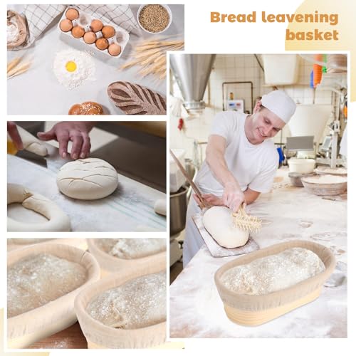 Gejoy 12 Set Oval Bread Proofing Baskets Banneton with Liner,10 Inch - size: 10 Inch