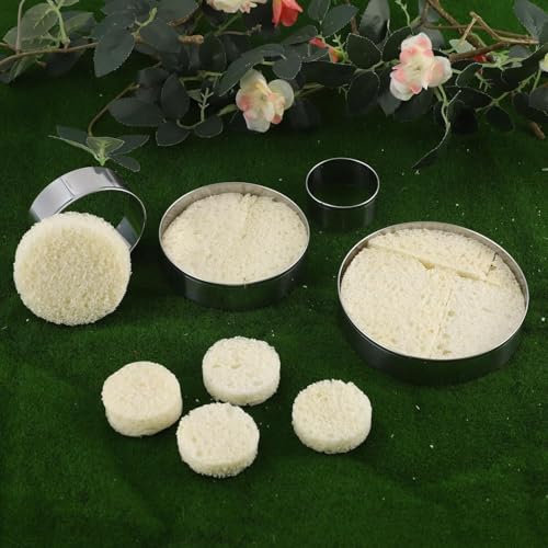 5 PCS Round Cookie Cutter Set，Stainless Steel Circle Cutters Donut Cutter for Baking, Biscuits, Cakes, Sandwiches