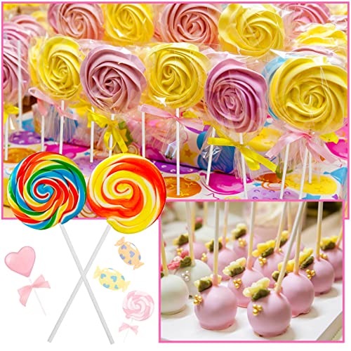 1200Pcs White Lollipop Sticks, 6IN Cake Pop Sticks with Clear Treat Bags & Gold Twist Ties for Candy Making Accessories - color: 1200PCS white