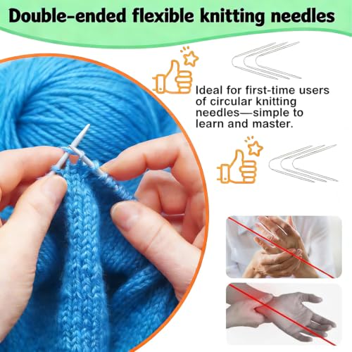 18 Pcs Stainless Steel Circular Knitting Needles Set, Sizes 2-4.5mm - size: 9inch