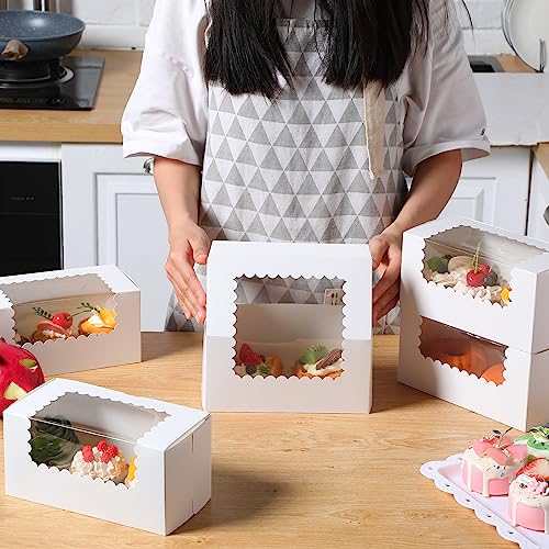 Ireer 40 Pcs 40 Pcs 8 x 4 x 4 Inch Bakery Boxes with Window, White