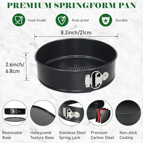 Tellshun 8 Inch Non-stick Springform Pan with 50 Pcs Parchment Paper Cheesecake Pan with Removable Bottom Baking Mold Round Leakproof - size: 8" Cake Pan