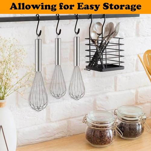 Stainless Steel Whisk Set, 3 Packs Balloon Whisk for Cooking, Whisking, Blending (8",10",12")