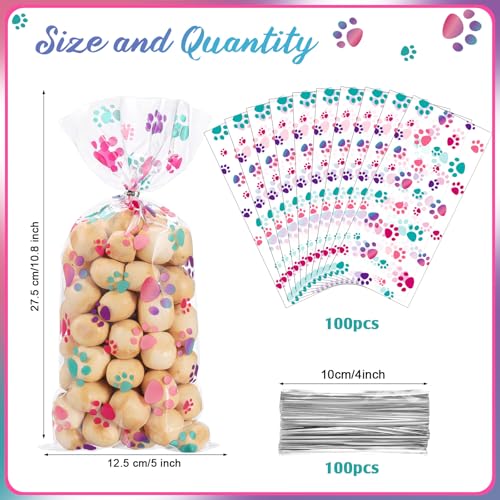 Blulu 100 Pcs Dog Treat Bags Puppy Party Favor, Pink and Purple - color: Pink and Purple