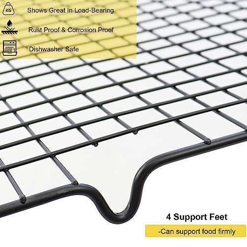 3 Pieces Cooling Rack for Baking, Cake Cooling Rack Square, 16x10 Inches Baking Rack Oven Safe Grid Wire Racks, Non-Stick Drying Net Rack Cake Cold Drying Net for Grilling,Roasting and Drying