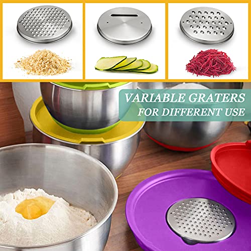 Wildone Mixing Bowls with Airtight Lids, Stainless Steel Mixing Bowls Set - color: Multicolor