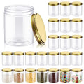 Irenare 24 Pcs 16oz Plastic Jars with Lids, Clear Wide Mouth Airtight Mason Jars Food Storage Containers for Cake, Dried Fruit, Honey, Nuts, Scrubs Cream, Kitchen & Craft(Golden Lids) - color: Golden