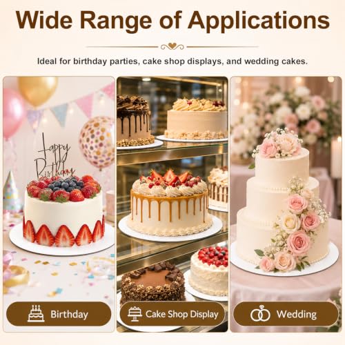 Cyrico Cake Boards 10 Inch Round, 46 Pack Food-Graded Cardboard Cake Rounds