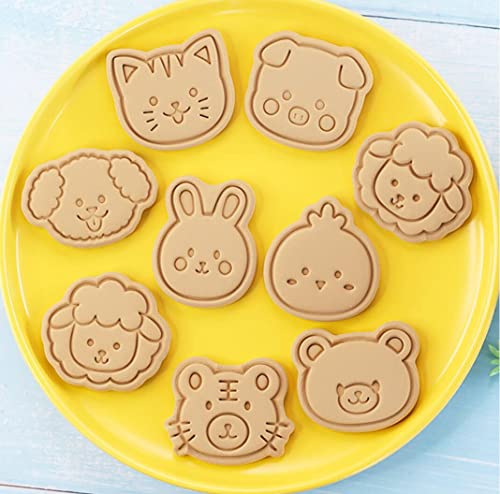 8 Pieces Cute Animals Cookie Cutters Animal Plastic Cookie Stamps Rabbit Cookie Mould Press Bear Cookie Mould Set Baking Kitchen Tools (Animals A) - color: Animals A