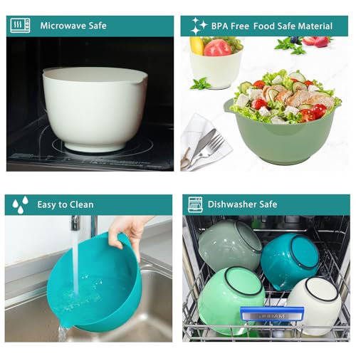 BoxedHome Classic Mixing Bowl Set, Microwave Safe, 3.5 quarts (Army Green) - color: Mixed White