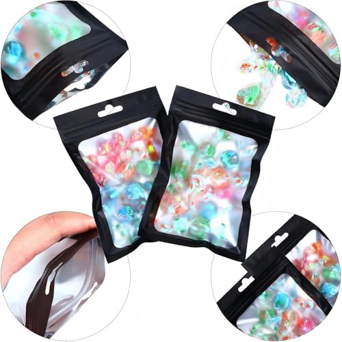Boao 100 Pcs Resealable Foil Food Storage Bags,2.8 x 4 Inch,Black - color: Black, size: 2.8 x 4 Inch