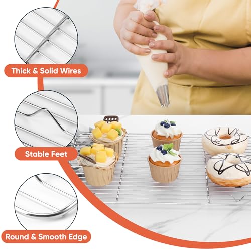 Homikit 2 PCS Cooking & Baking Cooling Rack,15 x 11 Inch Stainless Steel - size: 15.2*11.2 Inch