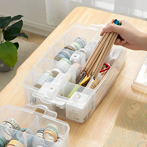 Sooyee 7 Layers Stackable Storage Container, 70 Adjustable Compartments Stackable Storage Container for Kids Toys, Art Crafts, Jewelry, Supplies, Mini Case & Letter Sticker Included,Clear (Pack of 2) - color: Clear, size: 7 Tier (Pack of 2)