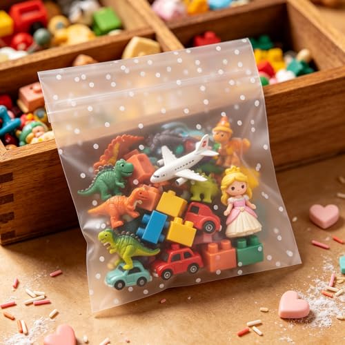 Self Sealing Cellophane Cookie Bags 5.5" x 5.5", 100 Pcs Polka Dot