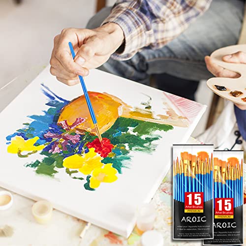 AROIC Acrylic Paint Brush Set, 30 pcs Nylon Hair Paint Brushes - size: 30pcs-2-blue