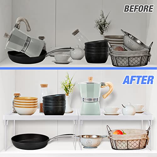 NiHome 8-Pack Stackable Plastic Kitchen Storage Shelf Foldable Rack, White - size: 8-Pack