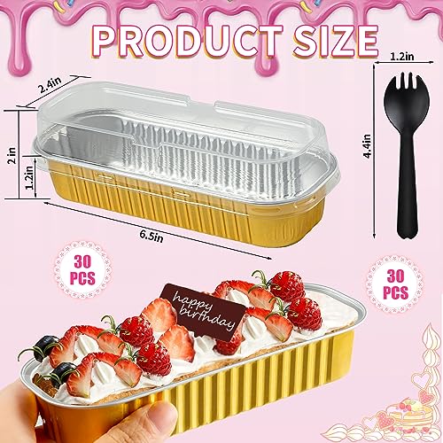 60Pcs Aluminum Min Foil Bakingi Loaf Pans with Lids and Spoons - style: LoafPans-60pcs