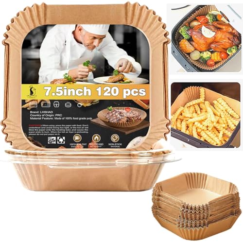 4 qt Air Fryer Liners, Chefman Air Fryer Liners Disposable - size: 7.5" Square 120 pcs