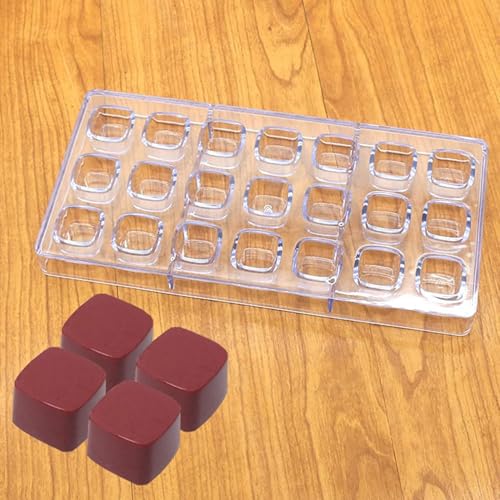 21 Grid Chocolate Candy Mold PC Polycarbonate Chocolate Making Mould with Scraper (Cube Shape) - color: Cube Shape