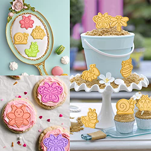 Insect Cookie Cutters Set, 8 Pcs Cookie Cutter with Plunger Stamps - color: Insect Cookie Cutters With Plunger Stamps