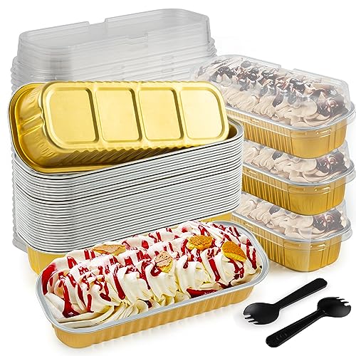 60Pcs Aluminum Min Foil Bakingi Loaf Pans with Lids and Spoons - style: LoafPans-60pcs