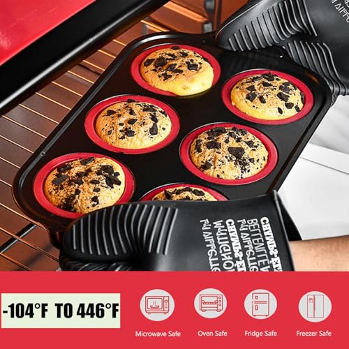 Muffin Pan, 6-Cup Nonstick Silicone Muffin Pans for Baking, Food-Grade Cupcake Pan for Oven, Microwave, Dishwasher Safe, BPA-Free Silicone Baking Mold for Muffins, Cupcakes, Egg Muffins - color: 6 Cups Red