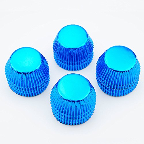 Gifbera Metallic Blue Foil Mini Cupcake Liners Muffin Cups, 300-Count - color: Blue