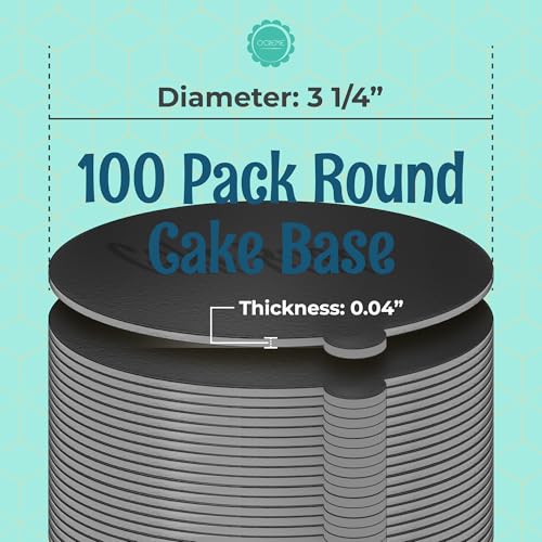 O'CREME Mini Cake Boards Round Black Foil 3.25 Inch with Tab 100ct - color: Black, size: 3-1/4 Inch