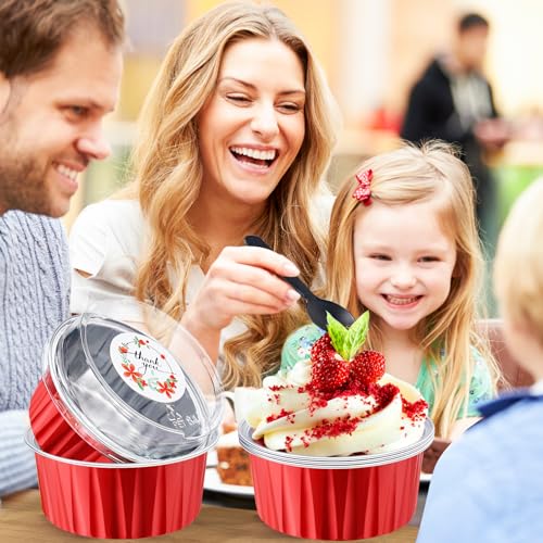 Red Mini Cake Pans with Lids, 5oz Round Mini Loaf Pan ZOXILEN 60Pack - color: Red 60pcs